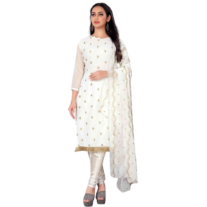 Unstitched_Latest_Indian_Georgette_Fabric_Whit_ Color_Dress