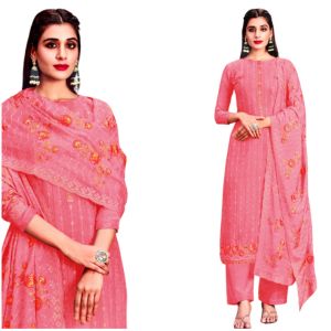 Unstitched_ fully Georgette_Three_Piece Georgette_Dupatta_Embroidery