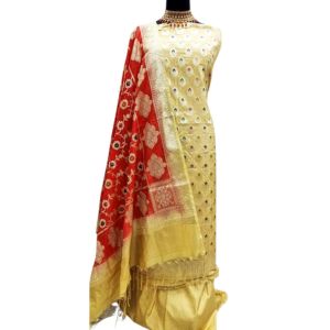 Pure_Katan_Silk_Banarasi_Unstitched_Salwar Suit Dress Material With katan Silk Dupatta