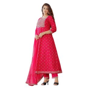 Skin_Print_Round_Frog_With_Embroidery_Work_Three_Piece_Dress_for_Women