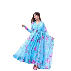 Diamonded_print_Gown_Dress_Three_Piec_For_)Women